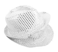 OSALADI 2 Pezzi Cappello Jazz Paillettes Argento in Satin per Adulti, Accessorio Costume Magician per Halloween e Feste a Tema
