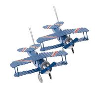 OSALADI 2 Pezzi Modello biplano annata modello aereo Modello di aeroplano retrò modello di costruzione di aeromobili aeroplani Modello del piano retrò piano da tavolo ferro da stiro Blu