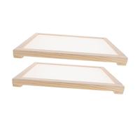 OSALADI 2 Pezzi Stendino per Erbe Aromatiche in Legno e Plastica, Beige, Impilabile, con Vassoi in Rete Rimovibili, per Semi e Fiori, per Orti di Erbe su Balcone in Casa, 40,5x30x3 Cm