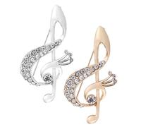 OSALADI 2 Spille per Donna a Forma di Nota Musicale Strass Scintillanti, Accessorio Decorativo Moda per Abiti e Outfit Eleganti, Spille Gioielli in Lega Multifunzione per Eventi