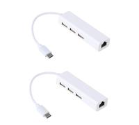OSALADI 2pezzi Type-c Ethernet Adapter Con Porte Usb Hub Per Plus Note e Adattatore Lan Gigabit Per Connessione Stabile e Veloce Dispositivi Mobili e Computer
