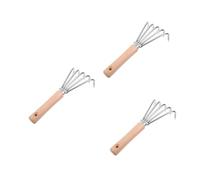 OSALADI 3 pezzi Rastrello da Giardino Piccolo Acciaio Inox Denti con Ergonomico Attrezzo Manuale per Allentare Terreno Diserbo e Piantagione Adatto per Giardinaggio e Attività All Aperto