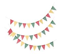 OSALADI 3 Pezzi Striscione Bandierine Triangolari Colorate in Lino Corda di Canapa, Leggero e Pieghevole, Decorazione Rustica per Feste All'aperto e Tavoli Dessert
