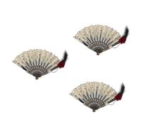 OSALADI 3 Pezzi Ventilatore in Stile retrò Mini Tessuto Nozze Annata Pieghevole tenuto Supporto per Foto dei Fan Ventilatore a Mano ventaglio d'Epoca Fan Retro Hand plastica