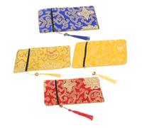 OSALADI 4 Pezzi Organizzatrici in con Zip per Testi Buddisti e Libri Design Elegante e Colori Blu Giallo e Materiale Leggero e Resistente