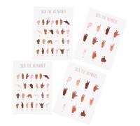 OSALADI 4 Pezzi Poster Asl Alfabeti e Numeri Adesivi per Strumenti Educativi Inclusivi per Aule e Bisogni Speciali Kit Completo per Apprendimento Segni