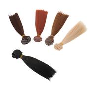 OSALADI 5 Pezzi Bjd Doll Wig Straight Synthetic Hair Natural Realistic Heat-Resistant Wigs for DIY Doll Making And Crafting Accessories