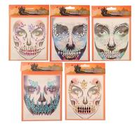 OSALADI 5 Set Adesivi Gemme per Viso di Halloween in Resina Riutilizzabili Gioielli Adesivi per Viso e Corpo per Feste Festival Cosplay Accattivanti