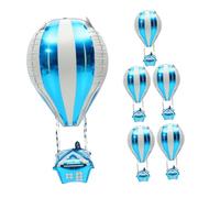 OSALADI 6 Palloncini Mongolfiera in Alluminio 4d Blu per Feste di Compleanno, Decorazioni Shower Sospese, Decorazione Murale per Eventi Interni ed Esterni