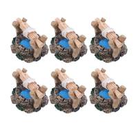 OSALADI 6 Pezzi Miniature da Giardino Pozzo in Resina Artigianale, Decorazioni per Esterni e Micro Paesaggi, Accessori per Tavolo da Sabbia e Giardino delle Fate, Resistenti e Adatti