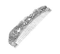 OSALADI Accessorio Decorativo Unico per Styling Chioma Pettine Vintage Incisioni di Drago in Lega Argento per Donne e Uomini in Occasioni Speciali
