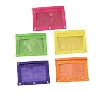 OSALADI Astuccio per Matite Fori a Tre Fori e Finestra Trasparente Oxford, Astuccio Cancelleria Capiente per Scuola e Ufficio, 5 Pezzi