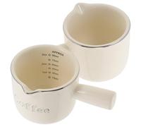 OSALADI Brocca in Ceramica da 90 Ml 2 Pezzi con Manico e Scala Graduata, Contenitore per Latte e Caffè Multiuso, Brocche per Sciroppo di Caffè e Panna per Uso Domestico, Bar e Ristoranti
