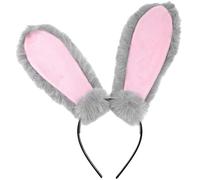 OSALADI Cerchietto per Chioma a Forma di Orecchie di Coniglio in Peluche Grigio, Fascia Leggera e Traspirante per Feste, Cosplay e Carnevale, Accessorio Comodo Adatto a Ragazze e Donne
