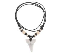OSALADI Collana da Cavernicolo Ciondolo a Forma di Dente di Squalo, Collana di Perline Vintage Hawaiana, Accessorio da Surfista Uomo per Spiaggia e Legame