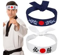 OSALADI Fascia Bushido Giapponese che Fissa i Chioma Stile Giapponese Elegante 2 Pezzi in Cotone Traspirante Fascia per Chioma per Sport ed Esercizi