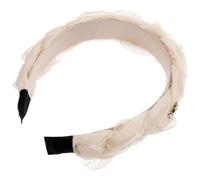 OSALADI Fascia Larga un Look Morbido e Sofisticato per Chioma da Donna in Tulle Beige Design Chic Intrecciato, Pratica e Sicura da Indossare Quotidianamente