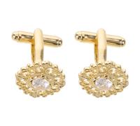 OSALADI Gemelli da Polso Vintage Dorati in Rame e Rhinestone, Rotondi e Floreali, Lucidi senza Sbiadire, per Camicia e Smoking, per Prom e Anniversario, per Uomini e Testimoni
