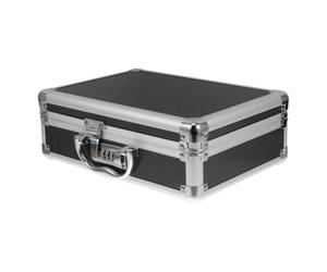 OSALADI Hard Case Valigetta Portautensili Rigida in Lega di Alluminio Nera con Inserti in Schiuma, Custodia per Microfoni e Strumenti, con Struttura Robusta e 4 Piedini Antiusura