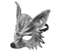 OSALADI Maschera Volpe 3d in PU Argento per Atmosfera di Halloween | Leggera e Traspirante, Facile da Pulire, per Cosplay, Teatro e Feste in Maschera