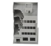 OSALADI Modello di edificio danneggiato dalla battaglia edificio cittadino in rovina costruzione di una casa danneggiata in miniatura danneggiato Grey