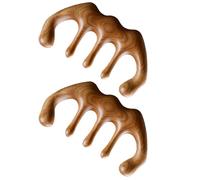 OSALADI Pettine per Massaggio Capelluto 2 Pezzi in Legno di Sandalo per Alleviare Mal di Testa Spazzola Comoda Denti Larghi e Cura Chioma a Casa in Viaggio