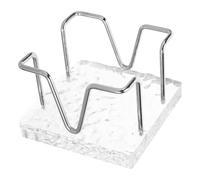 OSALADI Porta Memo da Tavolo in Acrilico Supporto Metallico e Base Effetto Pietra Porta Biglietti da Visita Compatto per Ufficio e Scrivania Organizer per Carta Memo e Appunti Rapidi