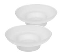 OSALADI Portasapone da Bagno in Vetro Trasparente Autosvuotante Set 2 Pezzi Bordo Rialzato Piatto Portasapone Compatto Multifunzione per Sapone Solido e Olio Profumato Adatto a Bagno