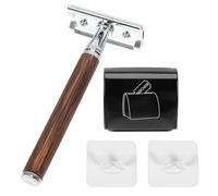 OSALADI Rasoio Manuale D'epoca a Doppia Faccia Manico in Bambù, Kit Portatile Professionale per Rasatura della Barba, Leggero e Multifunzionale per Uso Domestico in Viaggio