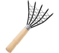 OSALADI Rastrello da Spiaggia in Acciaio Inossidabile con Rete per Scavo Vongole, Manico in Legno Antiscivolo, Strumento per Pesca Mare e Raccolta Frutti di Mare, 1 Pezzo