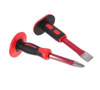 OSALADI Scalpelli per Calcestruzzo Scalpello Piatto e Punta in Acciaio Legato Manico Antiscivolo con Protezione Paramano per Lavori Pesanti di Demolizione e Intaglio