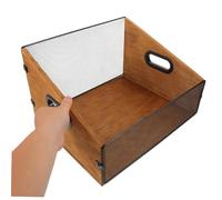 OSALADI Scatola Porta Dischi in Legno Massello con Maniglie Organizer per Vinili Cassetta Tradizionale per Album e Riviste Supporto Resistente per Raccolte Multimediali