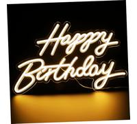 OSALADI Scritta al Neon Buon Compleanno Bianca Usb, Lampada Compatta e Portatile in Plastica per Decorazioni di Compleanno e Celebrazioni Eventi