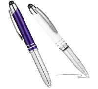 OSALADI Set 2 Pezzi Penna a Sfera Touch Screen Luce LED Multifunzione in Metallo, Design Clip, per Back To School Party e Studio