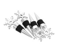 OSALADI Set 4 Tappi per Bottiglie di Vino Rosso a Forma di Fiocco di Neve in Acciaio Inox Argentato, Chiusura Ermetica per Bottiglie di Bevande, Decorazione Elegante per Casa, Bar e Feste