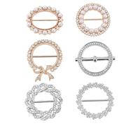 OSALADI Set 6 Pezzi Anelli Sciarpa in Metallo Strass per Fissare Sciarpe e Camicie Oversize, Design Rotondo Elegante e Chic, Accessori Moda Femminili