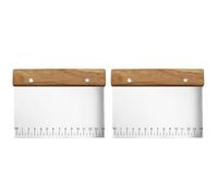 OSALADI Set da 2 Raschietti per Burro e Impasto con Manico in Legno e Lama in Acciaio Inossidabile, Spatole da Forno Multiuso con Scala Graduata per Cucina e Preparazione Colore Casuale