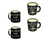 OSALADI Set da 4 Spille da Petto Unisex in Lega Creativa Carattere Inglese e Motivo Tazza da Caffè, Accessori Moda per Abbigliamento, Cappelli e Feste, Decorazione Multiuso Stili multipli