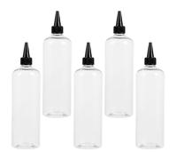 OSALADI Set di 5 Bottiglie Rotonde in Plastica 500ml Beccuccio a Punta e Tappo, Bottiglie Ricaricabili per Applicare Tintura e Olio per Chioma