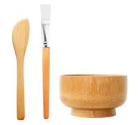 OSALADI Set Kit Maschera per Viso in Legno con Ciotola per Miscelazione Fai da Te, Spatola e Pennello per Applicazione, Accessori Compatti per Beauty Routine e Viaggi