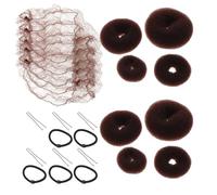 OSALADI Set per Chignon da Ballerina 49 Pezzi con Ciambella Marrone Retine Elastiche Invisibili e Strumenti per Acconciature Raccolte Kit Professionale per Chioma Lunghi in Eventi