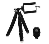 OSALADI Supporto per Treppiede per Fotocamera e Smartphone in Metallo Inossidabile Nero, Struttura Robusta e Stabile, Set Completo per Accessori Fotografia