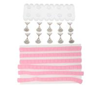 OSALADI Supporto per Unghie Finte in Acrilico Opaco Rettangolare con Base Stabile Set da 10 Scacchi Metallici Argento e 96 Pezzi di Argilla Adesiva Rosa Espositore per Nail Art da