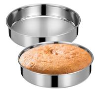 OSALADI Teglie per Dolci in Acciaio 24 CM Set da 2 Base Piatta Piatti da Portata Rotondi per Cottura Uniforme e Resistenza alle Alte Temperature Adatti per Forno e Cottura a Vapore