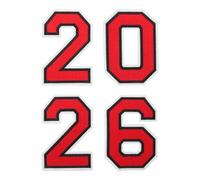 OSALADI Toppe da Stirare Numeri Ricamati Rossi 2026, Set da 4 Applicazioni Termoadesive per Abbigliamento Sportivo, Magliette e Divise da Calcio e Basket, Tessuto Resistente al Lavaggio