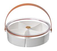 OSALADI Vassoio Porta Snack Diviso Bianco in Pet con Coperchio per Frutta Essiccata e Biscotti, Design Multi Scomparto per Feste e Uso Quotidiano