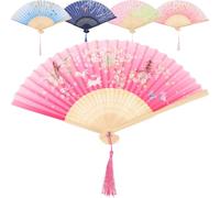 OSALADI Ventaglio Pieghevole retrò di Seta Nappine, Set da 5 Pezzi, Decorazione Sospesa per Casa e Accessorio per Danza, Stile Antico Cinese per Appassionati di Cultura Tradizionale