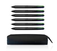 OSAMA, 4 Multi - Set Penne Nere 4 Colori, 6 Pezzi + Astuccio Piccolo Incluso - Penna Multicolore a Sfera, 1.0 mm, con Inchiostro Nero, Blu, Rosso e Verde - Penne Colorate per Cartoleria e Cancelleria