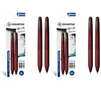 OSAMA 4 Multi Urban - Set Penne Colorate 4 Colori, 2 Pezzi - Penna Multicolore a Sfera 1.0 mm con Inchiostro Nero, Blu, Rosso e Verde per Cancelleria Scuola, Ufficio, Università e Cartoleria
