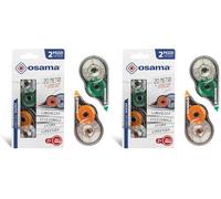 OSAMA - Bianchetto a Nastro, 2 Pezzi, 20 M - Correttore a Nastro Ideale per Cancelleria Scuola, Ufficio e Università - Set Utile per Cartoleria e Cose per la Scuola, Scorrevole e Coprente, Multicolor